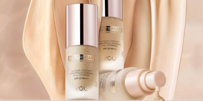 Y.O.U Beauty's NoutriWear+ Series includes the Velvet Liquid Foundation and Complete Cover Concealer—lightweight, full coverage base makeup that nourishes the skin.