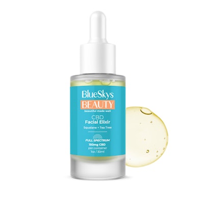 BlueSkys Beauty Facial Elixir featuring 150 mg CBD.