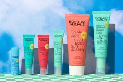 Everyday Humans is launching in more than 700 Target stores nationwide and at Target.com, initially featuring two hero SKUs: Resting Beach Face SPF30 Sunscreen Serum ($24.49) and Oh My Bod SPF50 Body Sunscreen ($17.99).