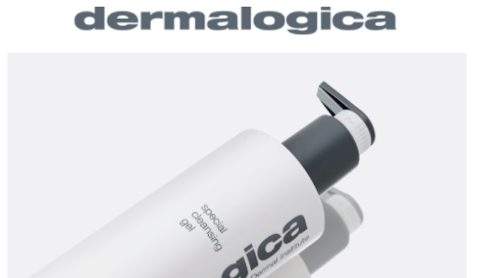 Dermalogica worked with Aptar to develop a mono-material pump made from polyethylene that can be recycled with the bottle as one unit.