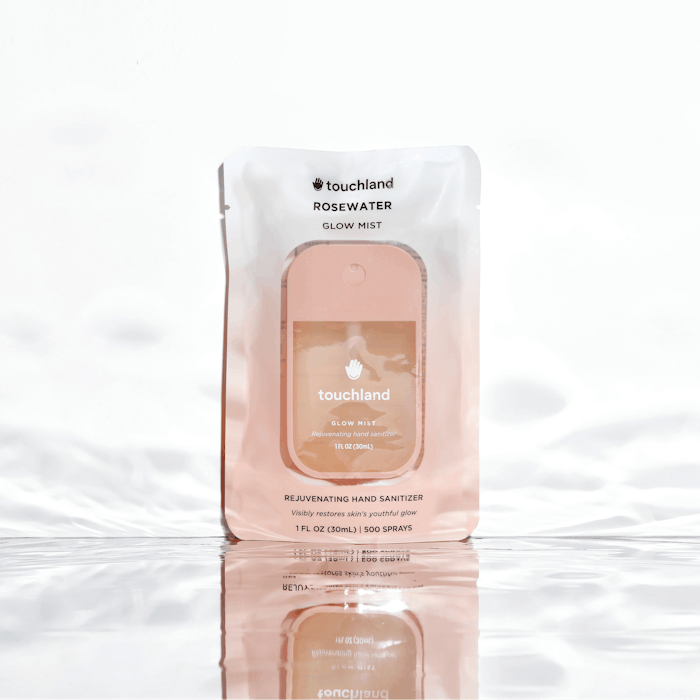 Touchland’s Glow Mist Rejuvenating Hand Sanitizer spray reportedly leaves users’ hands moisturized, dewy and germ-free.