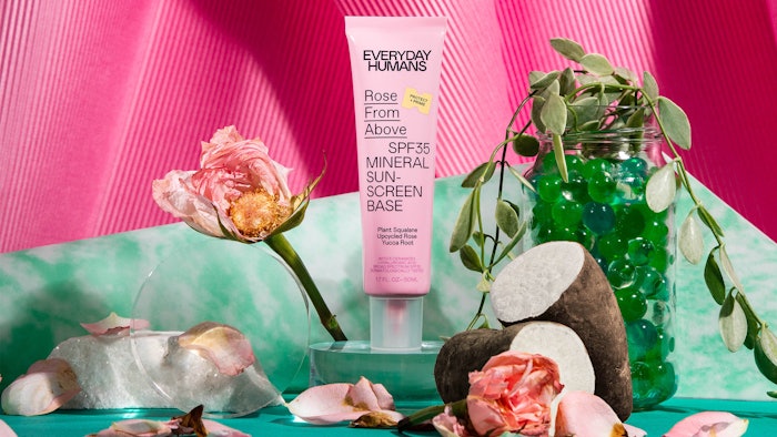 Rose From Above SPF 35 mineral sunscreen is Everyday Humans' second skin care product made from upcycled ingredients.