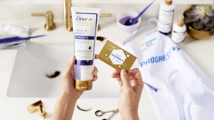 Dove and Progressive partnered on the Hair Assurance sweepstakes.