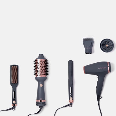 The newly launched tools and attachments include the ceramic tourmaline Smooth Sailing Heated Brush, designed to minimize frizz; the Up In The Air Volumizing Brush for an at-home blowout effect; the Go With The Flow 2-in-1 Styler for both curling and straightening; and the Meant To Be Diffuser and Stretch It Out Comb attachments for the Hairitage Comin’ In Hot Hair Dryer.
