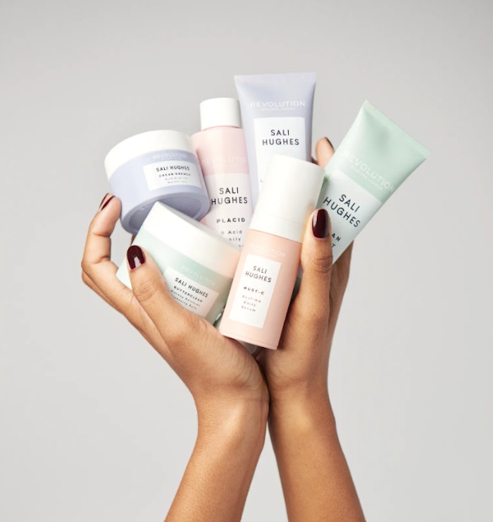 Sali Hughes x Revolution Skincare collection includes two cleansers, an exfoliant, a serum and two moisturizers.