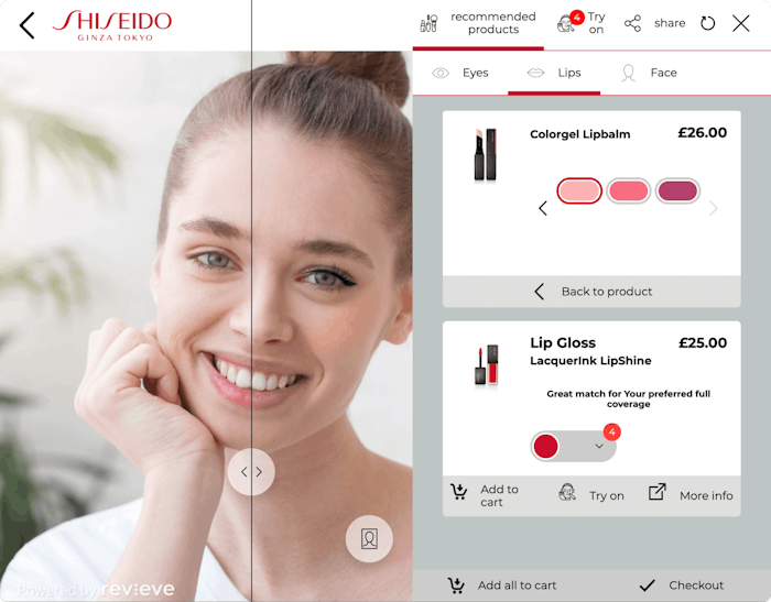 The Makeup Advisor uses Revieve’s AI Selfie Analysis to offer personalized makeup recommendations on Shiseido's website.