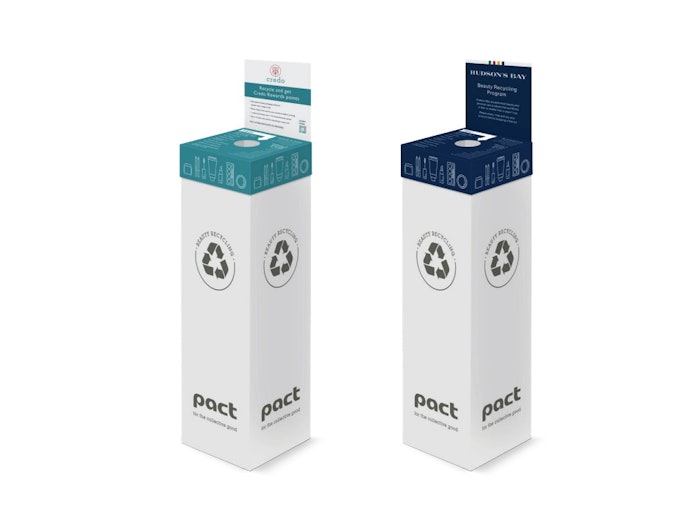 Pact has 180 in-store collection bins across North America including 10 Credo stores in the United States and 89 Hudson’s Bay stores in Canada.