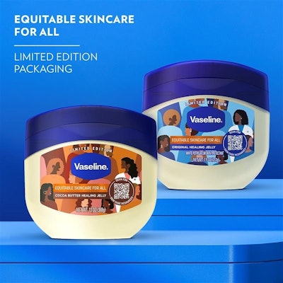 Vaseline's Healing Jelly artwork on its packaging includes a QR code driving to resources, inclusive of the See My Skin platform.