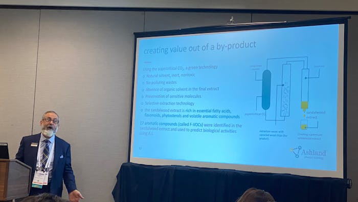 Pictured: Joseph Dallal presenting 'Artificial Intelligence and Upcycled Cosmetic Ingredients.'