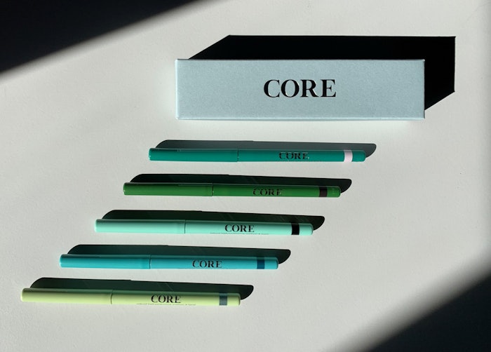Schwan Cosmetics Core is available in five different shades that combine aquatic hues with greens and brown in a pearly or metallic finish.