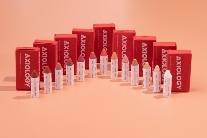 The Balmies are wrapped in paper to protect the crayons, which can be applied to the eyes, lips and cheeks.