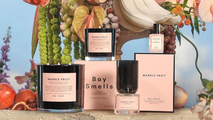 The latest partnerships allows Boy Smells (pictured) to expand its omnichannel strategy and facilitates 111SKIN’s return to Amazon; photo courtesy of Boy Smells/Facebook.