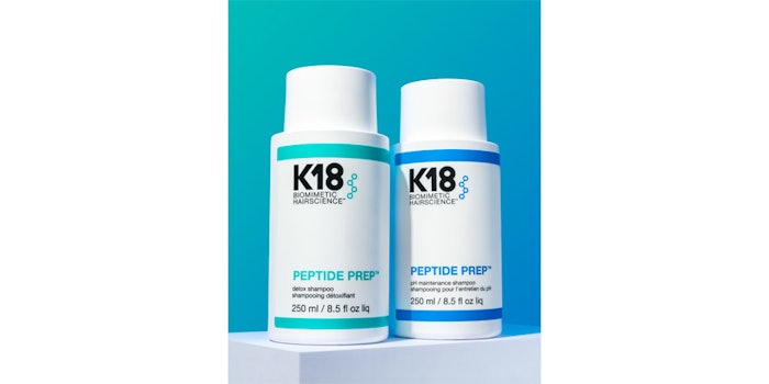 K18 PEPTIDE PREP DETOX shampoo and PEPTIDE PREP pH maintenance shampoo.