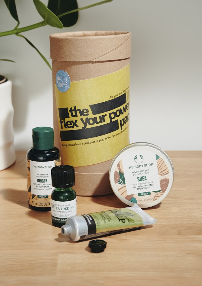 The Body Shop is also launching a Flex Your Power Pack made up of its skin care and body care products to encourage young activists to practice self-care and give them the confidence they need make their voice heard.