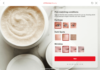 JCPenney's Skincare Advisor leverages Revieve's proprietary Skin Diagnostics technology and AI-powered product recommendations.