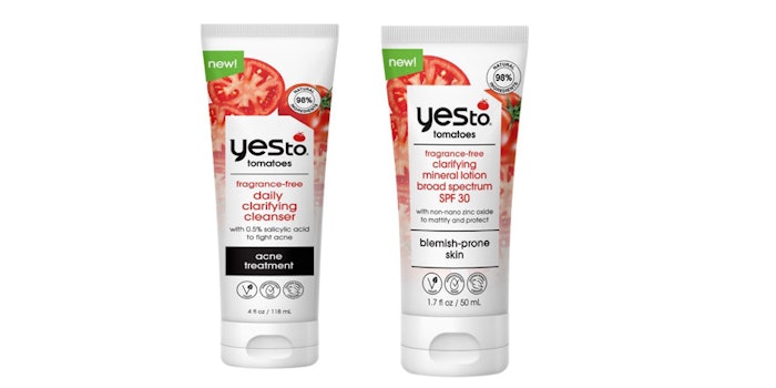 Yes To Tomatoes formulas contain charcoal, salicylic acid and sulfur to detoxify and declog pores, and lycopene, a powerful antioxidant that helps regulate sebum production.