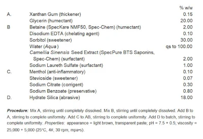Spec Chem Toothpaste Formula