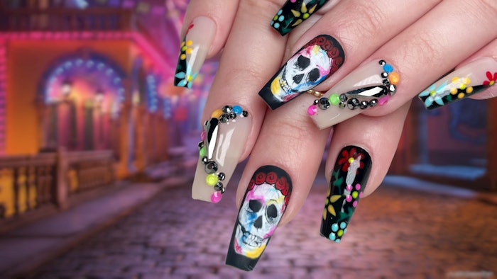 Learn how to create Dia de los Muertos nail art from Jasmine Allen.