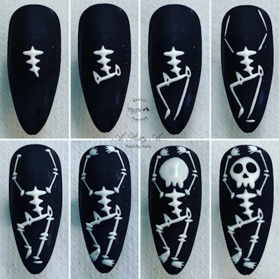 Step-by-step skeleton nail art