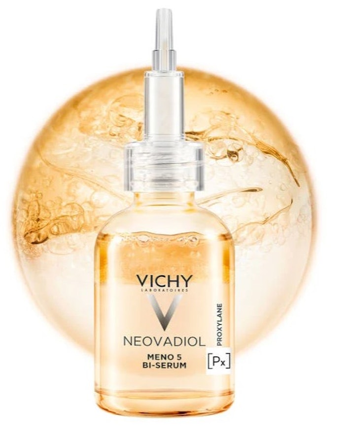 At the end of a two-month clinical study of post-menopausal women, 98% of participants agreed their skin appearance looked smoother, while 96% felt their skin was nourished and 92% noticed a more even skin tone after using Neovadiol Meno 5 Serum.
