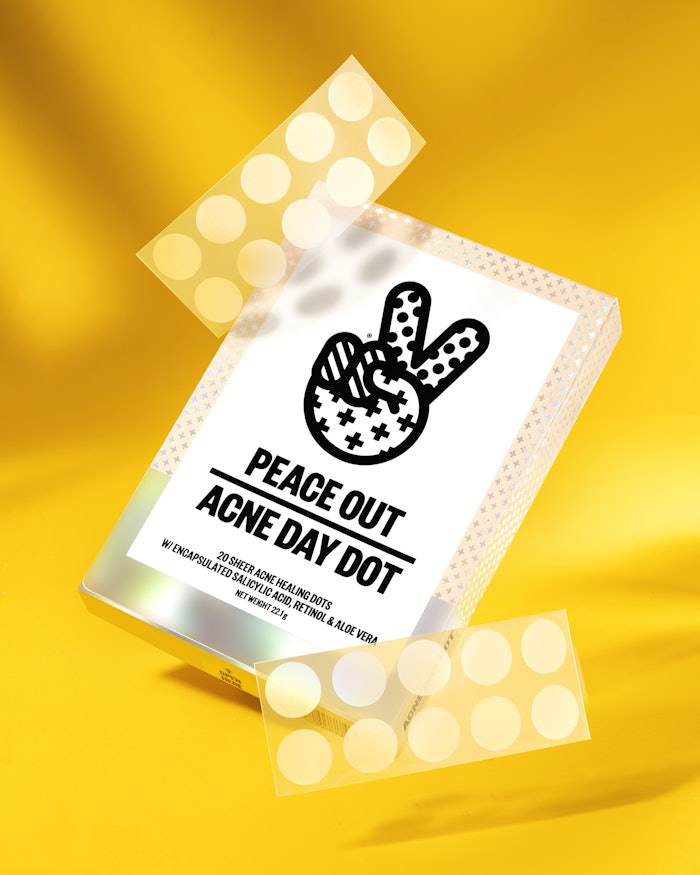 The Peace Out Acne Day Dot is formulated with a blend of acne-fighting actives that the company says minimizes breakouts in six hours or less.