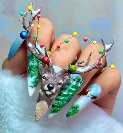 Reindeer nail art by Gemma Dawson