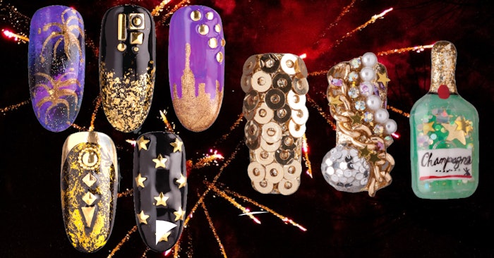 We tasked leading nail artists with creating New Year’s Eve-inspired designs using 3D elements