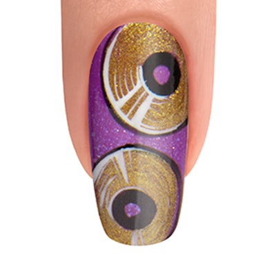 Vinyl record nail art using the I Wanna Dance collection from Gelish and Morgan Taylor