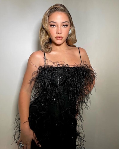 Hair Colorist Matt Rez used products from Redken to create this champagne blonde hair color on Madelyn Cline.