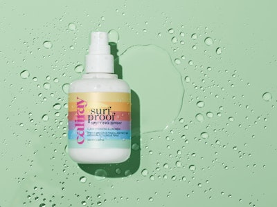 Caliray's new Surfproof Setting Spray ($35/$33 refills) is a blurring ultrafine sprayer, featuring a formula comprising hydrating glycerin, agave and prickly pear extracts.
