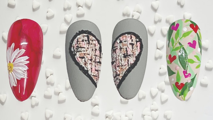 Recreate three Valentine's nail designs from nail artist and educator Lauren Hoehn.