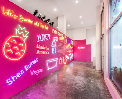 The space's colorful installations are designed to allow visitors to conceive of their ideal body care combos while generating Instagram- and TikTok-friendly content.
