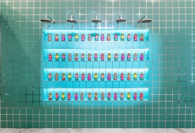 Highlights include a psychedelic bathtub, life-size product installations and a waterless shower walkthrough.