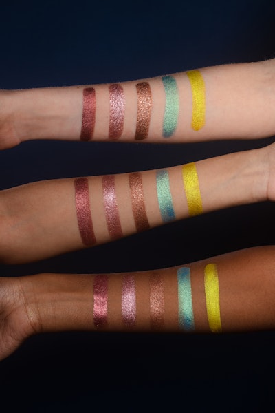 The cream-to-powder formula leaves a shimmery chrome finish.