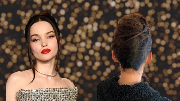 Learn how celebrity hairstylist Jacob Rozenberg created Dove Cameron's messy French Twist for the Vanity Fair Oscars Party.