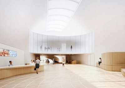 Imagined in symbiosis with the fluid and airy lines of the new architecture of the museum, the Sillage de mer fragrance is released in the reception area via six diffusers.