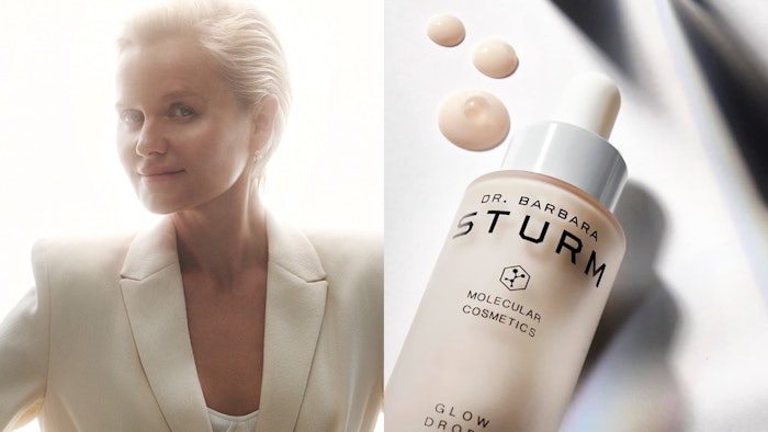 Founder Barbara Sturm, MD, pictured with Oprah favorite Glow Drops.