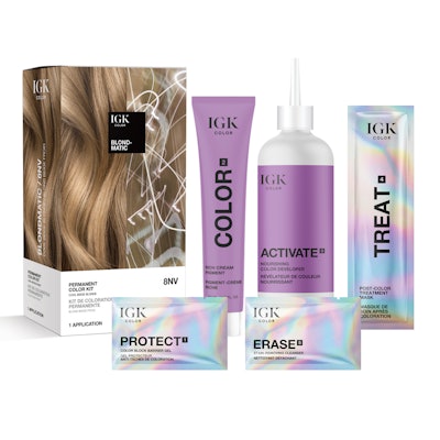 Each kit in the collection includes Permanent Color, Cream Pigment, Color Developer, Post-Color Treatment Mask, Barrier Gel, Stain-Remover and Disposable Gloves.