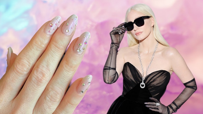 Celebrity manicurist and educator Julie Kandalec created Jessica Chastain's nails for the Met Gala using products from The GelBottle.