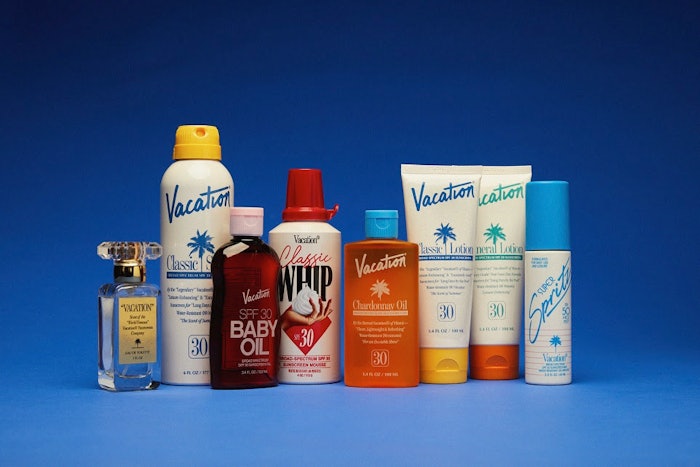 Vacation is targeting 'leisure destinations” such as The Standard, Kith, Ace Hotel, Palisociety, Mondrian, Fellow Barber, C.O. Bigelow and more.