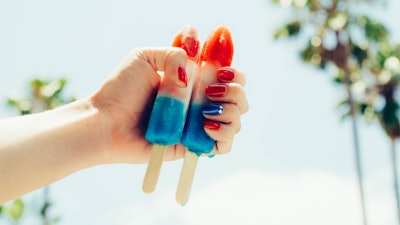 Red and blue nails with silver stars