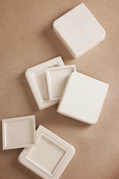 Cosmopak has developed stackable paper pulp compacts.