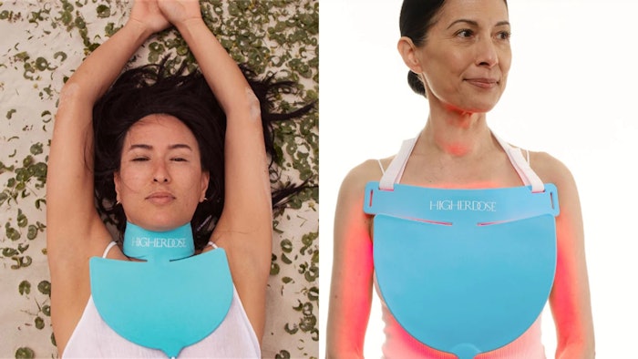 HigherDose's new Red Light Neck Enhancer ($349) addresses the visible signs of aging in the neck and decolletage areas.