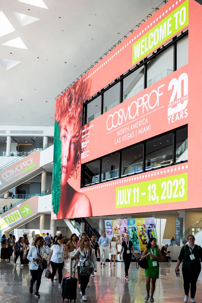 Cosmoprof North America's 20th anniversary edition at the Las Vegas Convention Center from July 11–13, 2023 grew attendance by 20% year-over-year, featuring more than 1,100 exhibitors from 108 countries.