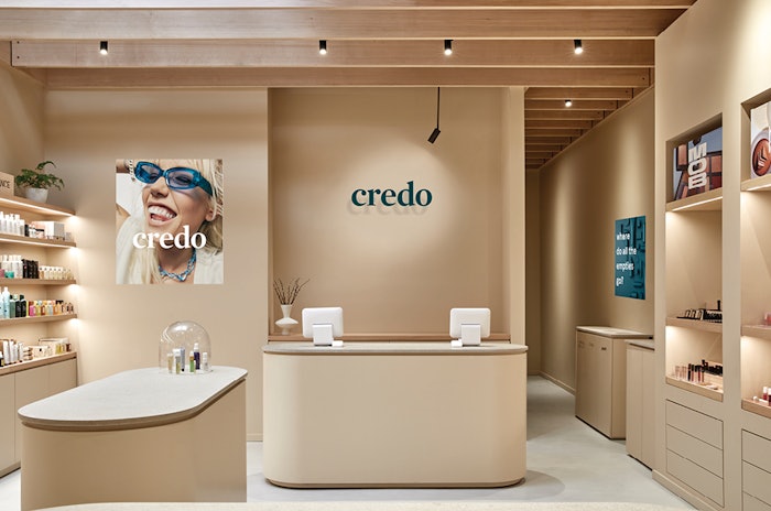 The new stores feature a minimalist color palette and natural materials.