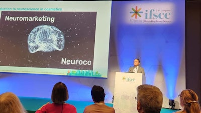 John Jiménez, of Belcorp, demonstrated how sound and music can be used to enhance product experiences.