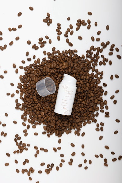 KAFFAGE®, pictured here in a BB cream concept, is an active amphiphilic biopolymer extract with pro-aging power upcycled from defatted coffee by-products.