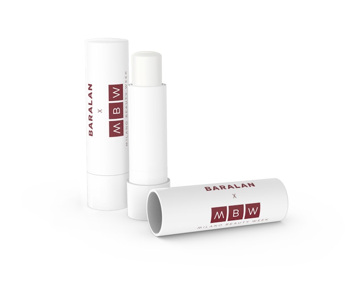 The lip balm was developed in cooperation with a contract manufacturing partner to highlight the social, scientific and economic value of the cosmetic supply chain, particularly highlighting its Made in Italy attributes.