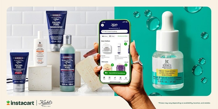 Kiehl's products are offered on the Instacart app and website at in-store pricing.
