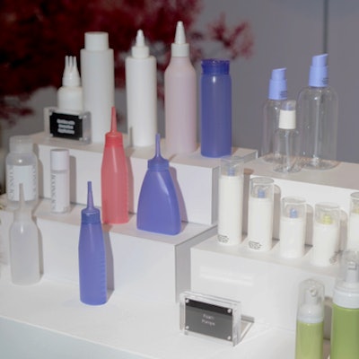 ICONS|ICS’ squeezy PE nozzle bottles can be produced in triangular, slender “easy squeezy” and sloped-shoulder styles, among others.